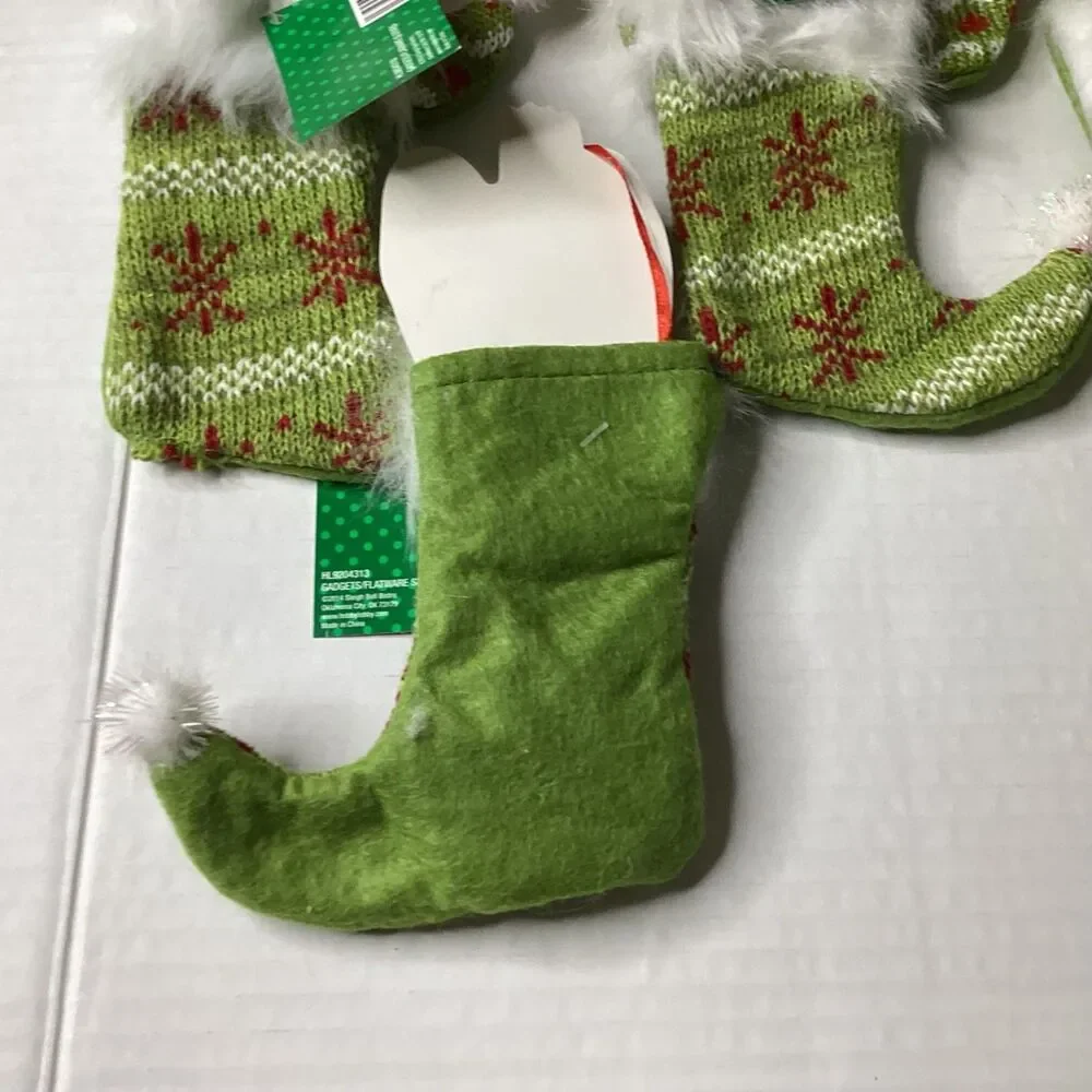 Sleigh Bell Bistro Christmas Knit Silverware Holder Stockings Set of 10 New